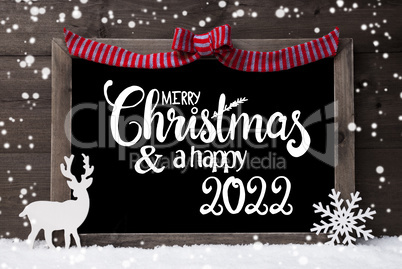 Chalkboard, Decoration, Snowflakes, Deer, Merry Christmas And A Happy 2022