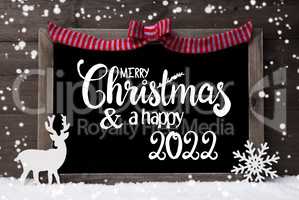 Chalkboard, Decoration, Snowflakes, Deer, Merry Christmas And A Happy 2022