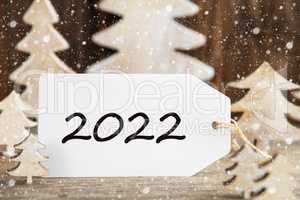 White Christmas Tree, Label With Text 2022, Snowflakes