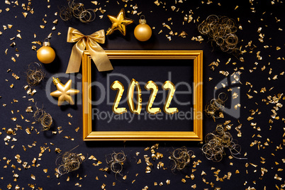 Frame, Golden Glitter Christmas Decoration, Ball, Text 2022