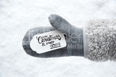 Gray Glove, Label, Snow, Merry Christmas And A Happy 2022