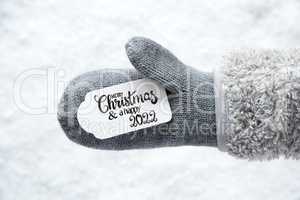 Gray Glove, Label, Snow, Merry Christmas And A Happy 2022