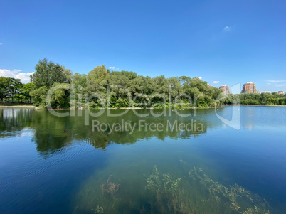 summer in city park at dry sunny day