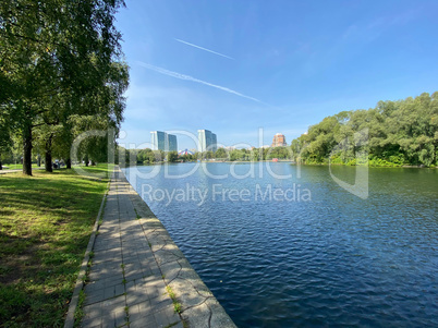 summer in city park at dry sunny day