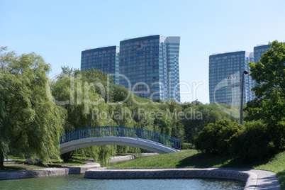 summer in city park at dry sunny day