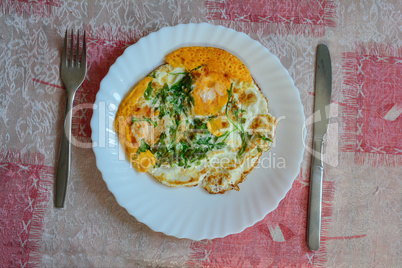 Eggs and vegetables in a plate