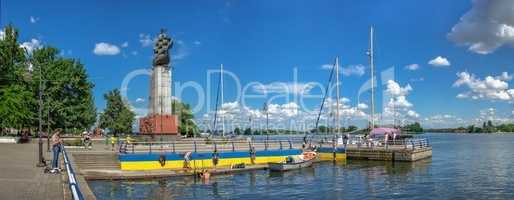 Monument to the first shipbuilders in Kherson, Ukraine