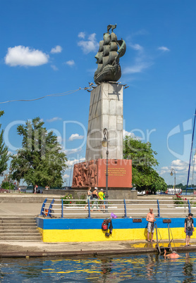 Monument to the first shipbuilders in Kherson, Ukraine