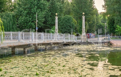 Summer morning on the embankment of Ternopil, Ukraine