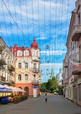 Streets of the historic city center of Ternopil, Ukraine