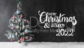 Christmas Tree, Snow, Colorful Ball, Merry Christmas And A Happy 2022