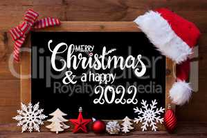 Chalkboard, Christmas Decoration, Red Ball, Merry Christmas And A Happy 2022