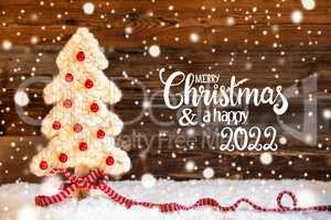 Fabric Christmas Tree, Ball, Snow, Merry Christmas And A Happy 2022, Snowflakes