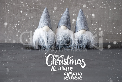 Santa Claus, Concrete Background, Snowflakes, Merry Christmas And A Happy 2022
