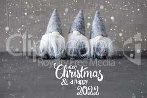 Santa Claus, Concrete Background, Snowflakes, Merry Christmas And A Happy 2022