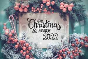 Fir Tree Branch, Paper, Merry Christmas And A Happy 2022