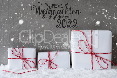 Christmas Gifts, Snow, Snowflakes, Cement, Glueckliches 2022 Means Happy 2022