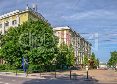 Streets of the historic city center of Ternopil, Ukraine