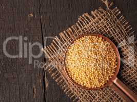 Copper bowl filled with hulled organic millet