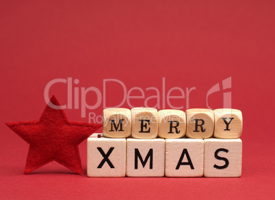 Merry Christmas on wooden blocks