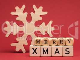 Merry Christmas on wooden blocks