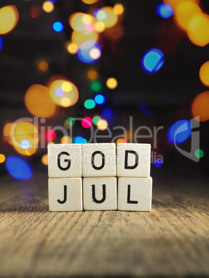 Small wooden blocks with the inscription Merry Christmas in Scan