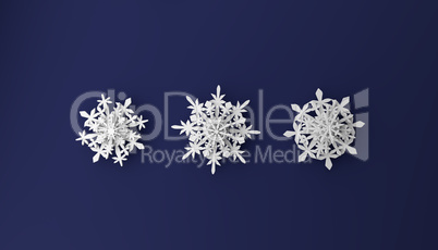 Modern Christmas background with snowflakes on dark royal blue