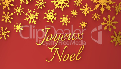 Modern French Merry Christmas background with snowflakes on red