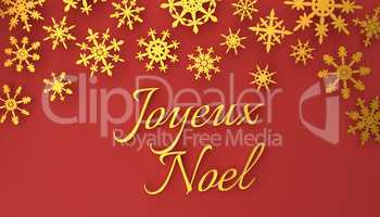 Modern French Merry Christmas background with snowflakes on red