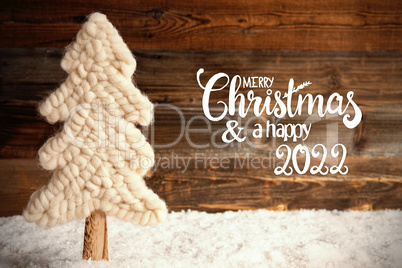 Fabric Christmas Tree, Snow, Merry Christmas And A Happy 2022