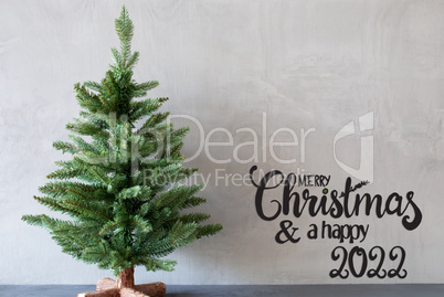 Christmas Tree, Merry Christmas And A Happy 2022, Gray Background