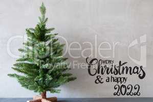 Christmas Tree, Merry Christmas And A Happy 2022, Gray Background