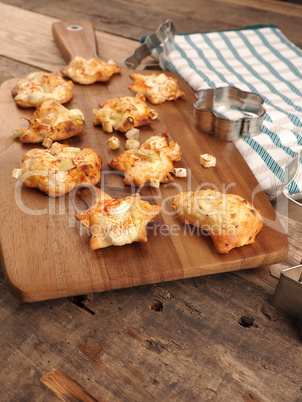 Spicy Christmas pastry in tarte flambée style, creative Christm