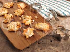 Spicy Christmas pastry in tarte flambée style, creative Christm