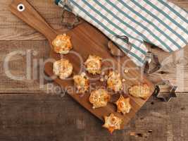 Spicy Christmas pastry in tarte flambée style, creative Christm