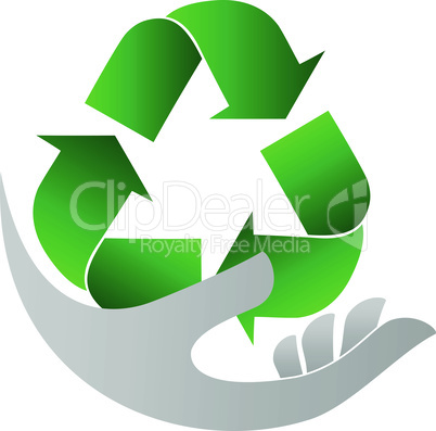 Recycling Pfeile, Hand, Recycling und Umwelt Logo