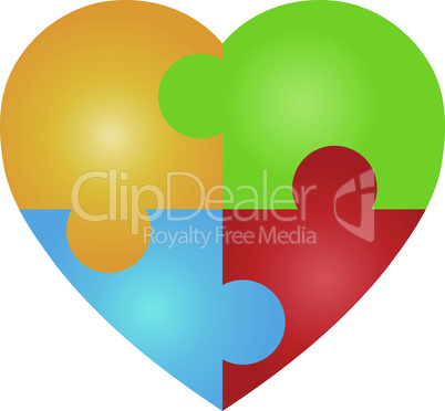 Herz, Puzzle, Liebe Logo