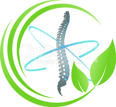 Wirbelsäule, Blätter, Orthopädie, Massage Logo