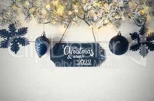 Christmas Plate, Balls, Fairy Light, Merry Christmas And Happy 2022