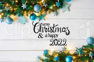 Turqouise Christmas Decoration, Fairy Lights, Merry Christmas And A Happy 2022