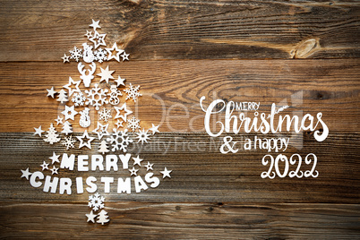 Christmas Tree, White Decoration, Ornament, Merry Christmas And A Happy 2022