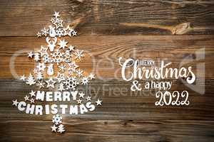 Christmas Tree, White Decoration, Ornament, Merry Christmas And A Happy 2022