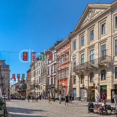 Krakowska street in Lviv, Ukraine