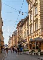 Krakowska street in Lviv, Ukraine