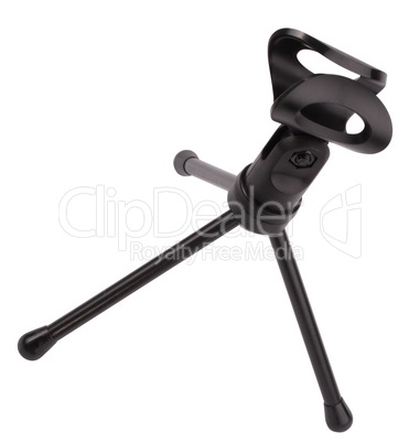 black microphone tripod isolated on white