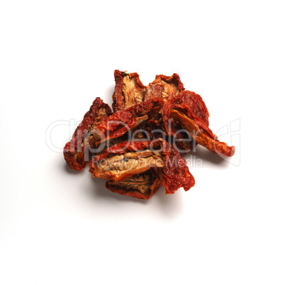Dried tomatoes on a white background