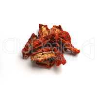 Dried tomatoes on a white background