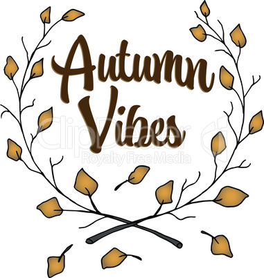 Wreath from branches with autumn leaves, autumn vibes concept