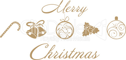 Merry Christmas with beautiful golden Christmas icons