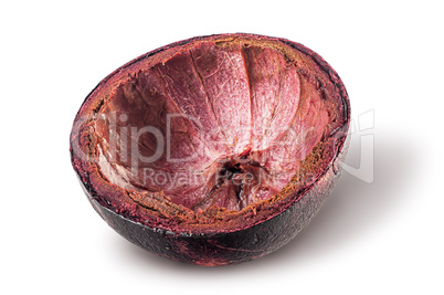 Dark purple mangosteen shell isolated on white